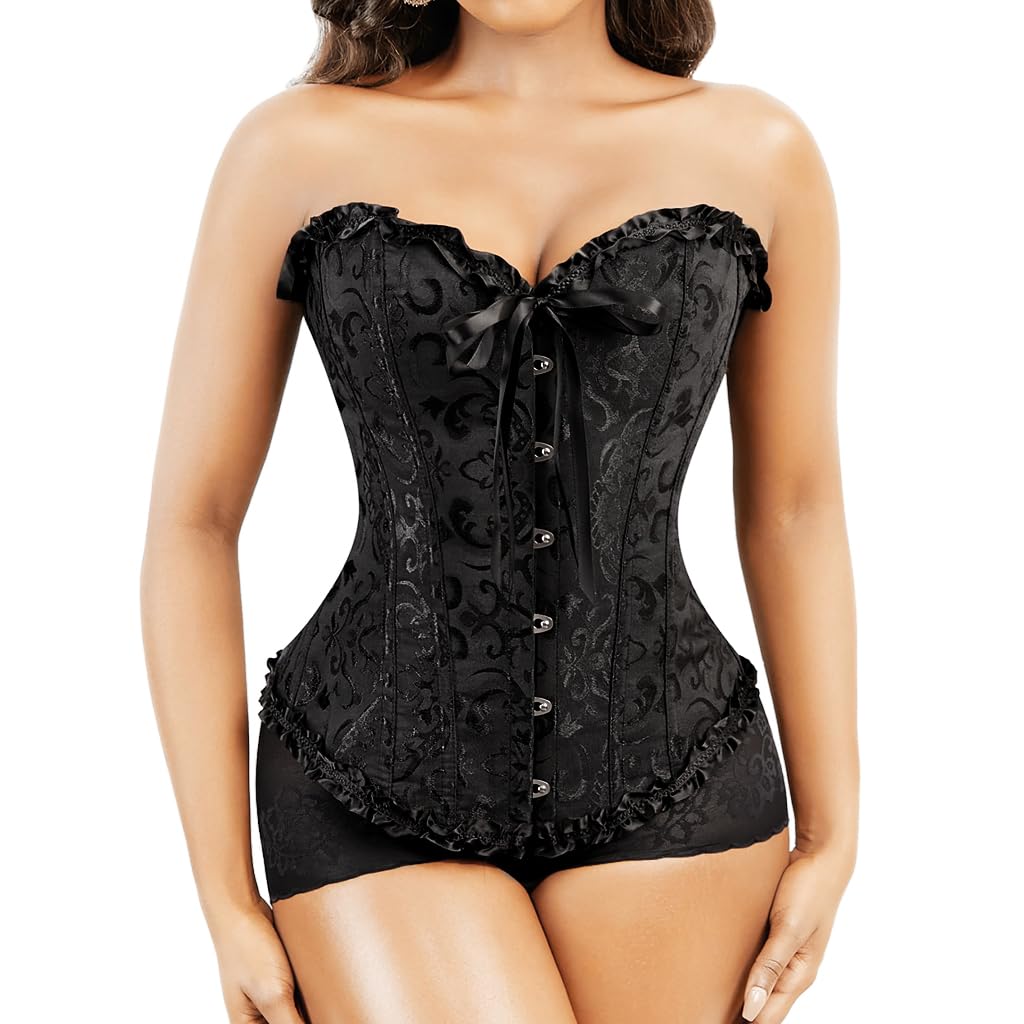 PALAY Corset Tops for Women, Bustier Shapewear Lingerie Lace Up Waist Push up Bodysuit Floral Overbust Corset Bustier Tube Going Out Tops, 3XL PALAY Corset Tops for Women, Bustier Shapewear Lingerie Lace Up Waist Push up Bodysuit Floral Overbust Corset Bustier Tube Going Out Tops, 3XL
